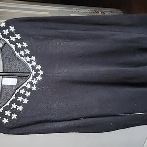 Used Black Women's Floral-Trim Knit Sweater Size XL